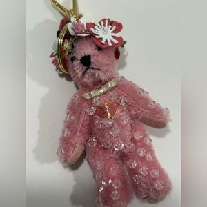 Prada Pink and Gold Teddy Bear Keychain / Bag Charm